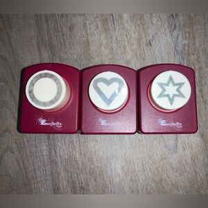 (Bin 4) Emagination, set of 3 shape paper punch - circle, heart, square